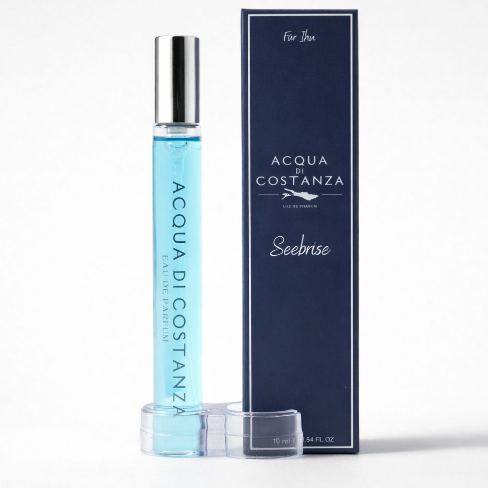 10ml Travel Size Flakon des Bodenseedufts und Bodenseeparfums Seebrise von Acqua di Costanza unisex – die ideale Reisegrösse.